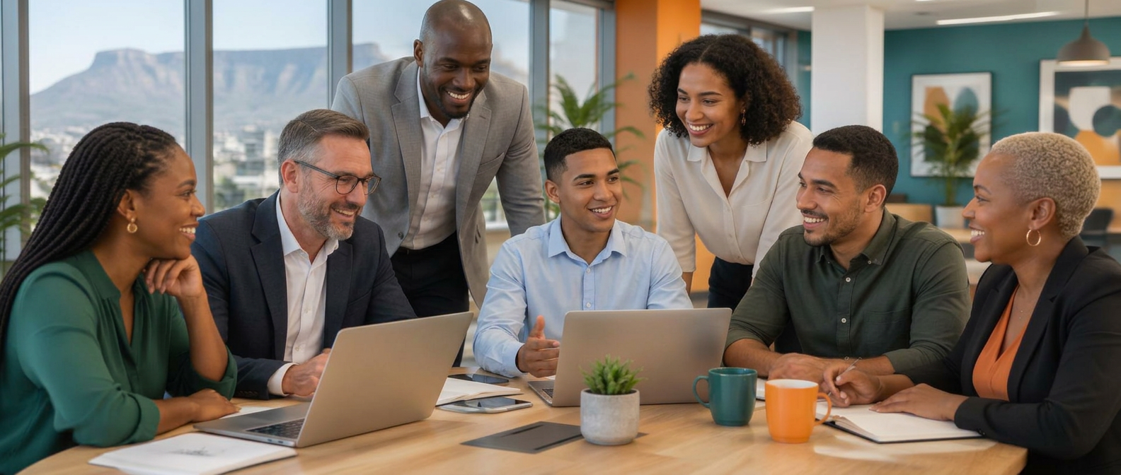 Employer team meeting in a modern office